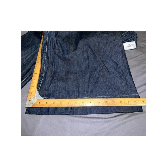 Ann Taylor LOFT Jeans Women's Sz 16 Blue Y2K Full Leg Wide Denim Suspender Jean - Picture 15 of 16